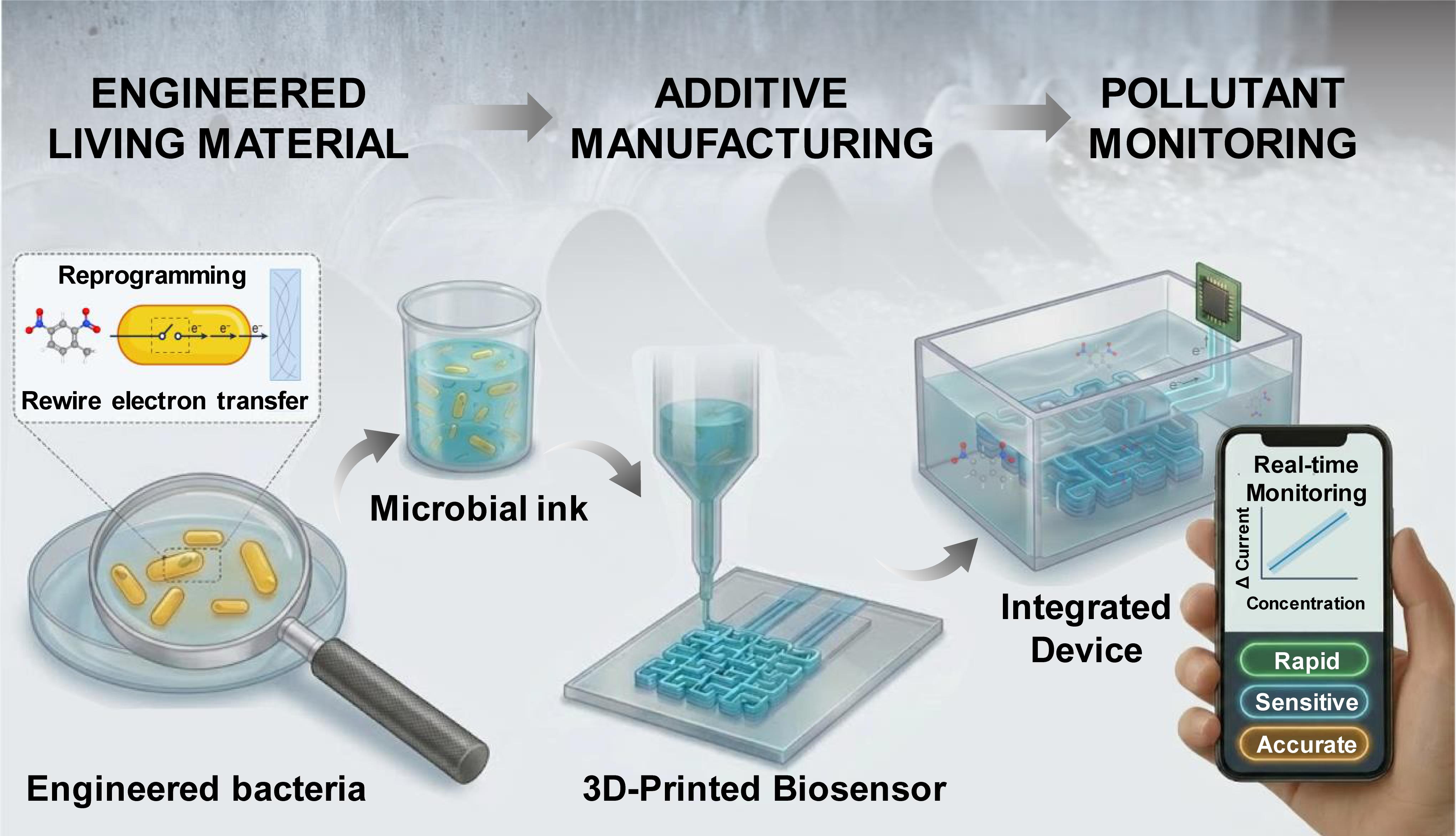 图&nbsp;可编程可打印微生物电子传感器示意图
